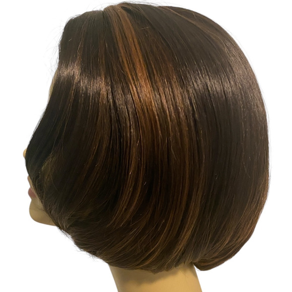 Side Part Bob Wig Mid Length Brown Copper for Women Avg Size NWT - Picture 6 of 12